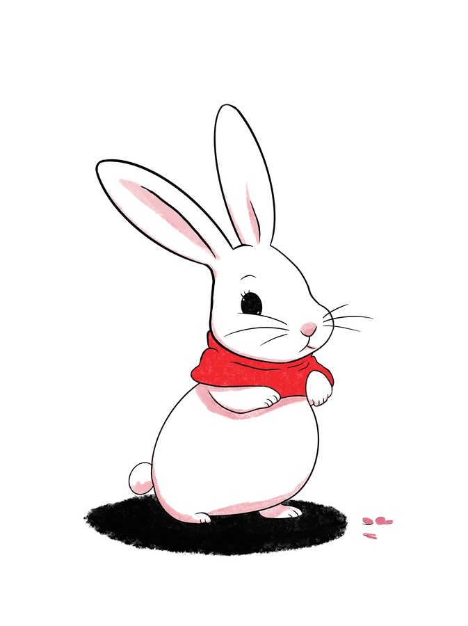 免抠兔年手绘穿衣站立小兔子