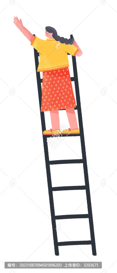 爬梯子人物插畫素材元素
