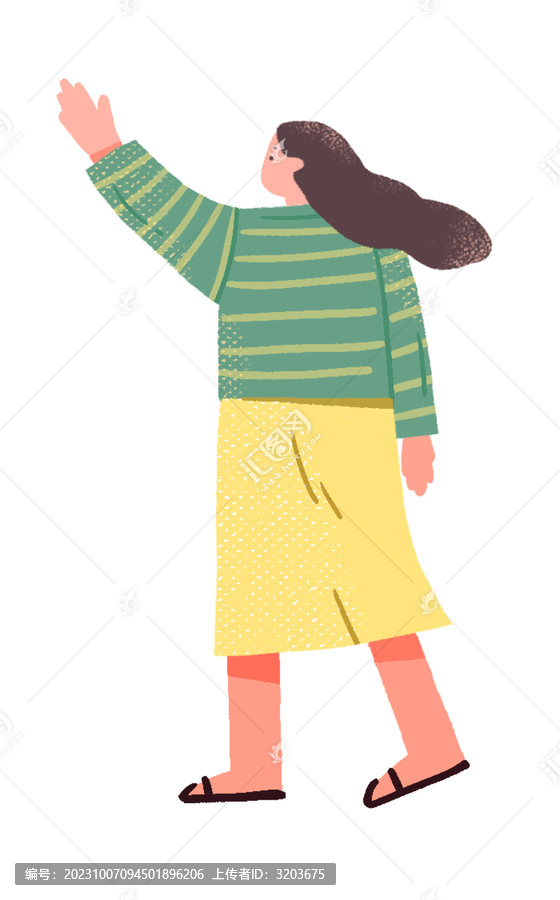 女孩人物招手扁平風(fēng)元素素材