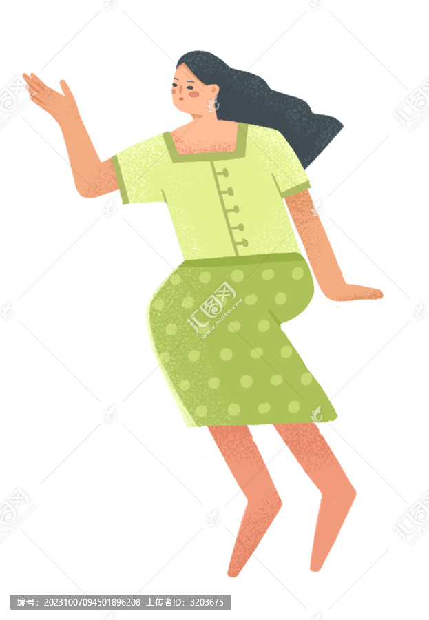 女孩坐姿扁平元素插畫(huà)素材