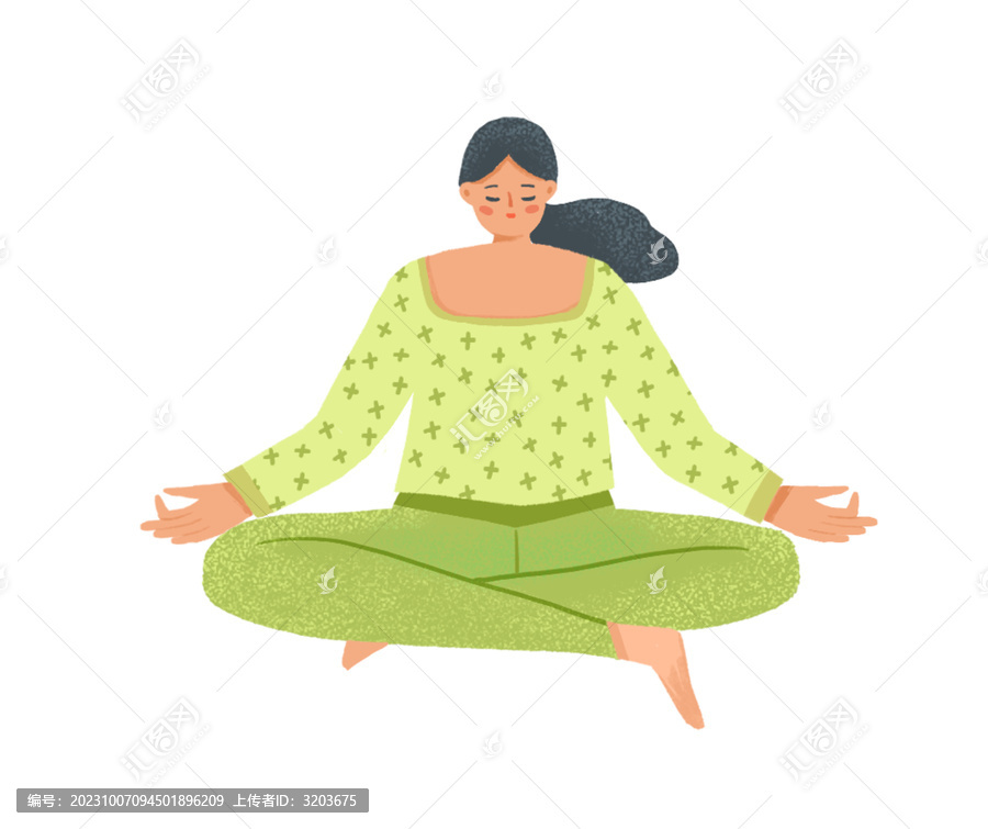 瑜伽女孩扁平風(fēng)素材元素