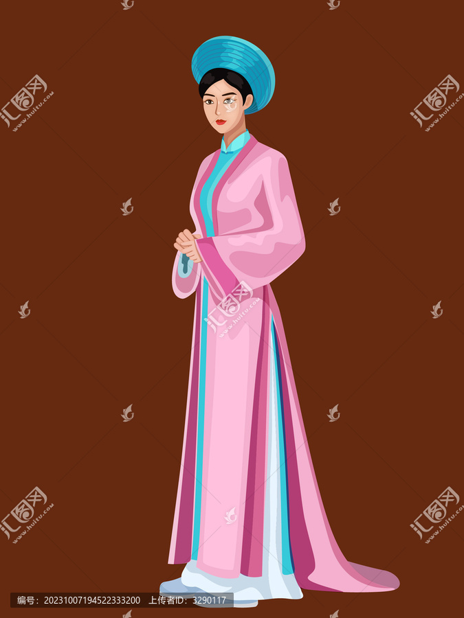 京族女孩人物矢量插畫