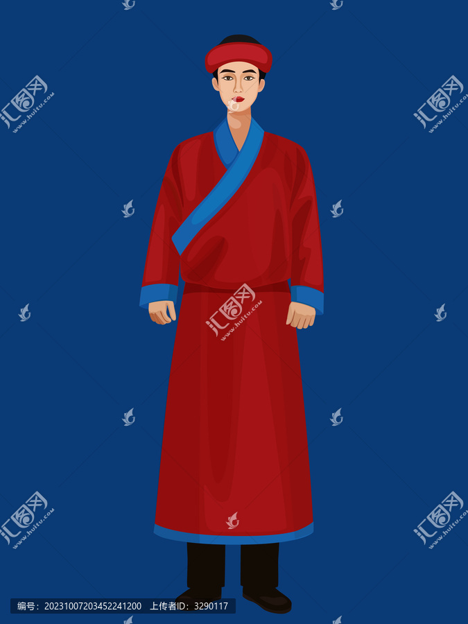 門巴族男孩人物矢量插畫