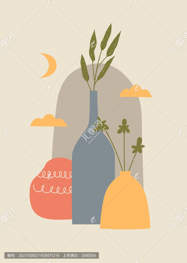 簡(jiǎn)約植物花瓶裝飾畫