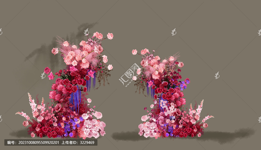 紅藍(lán)撞色花藝素材