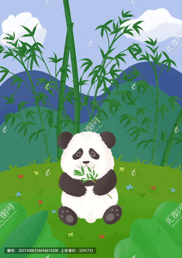 熊貓吃竹子海報(bào)