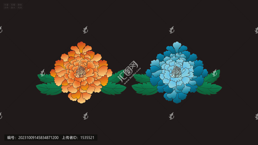 國花牡丹矢量牡丹插畫