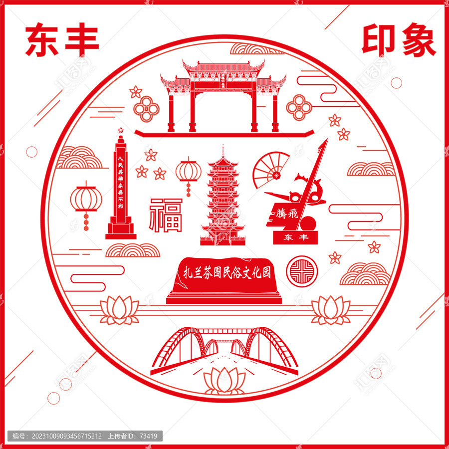 東豐縣窗花剪紙年畫地標(biāo)圖案