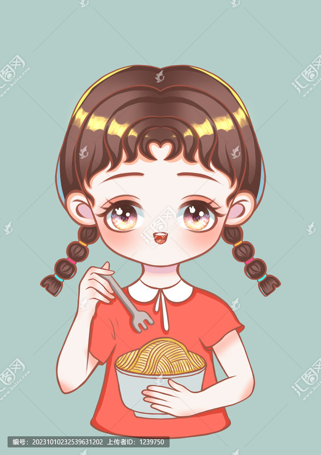 面館面食店標(biāo)卡通女孩ip