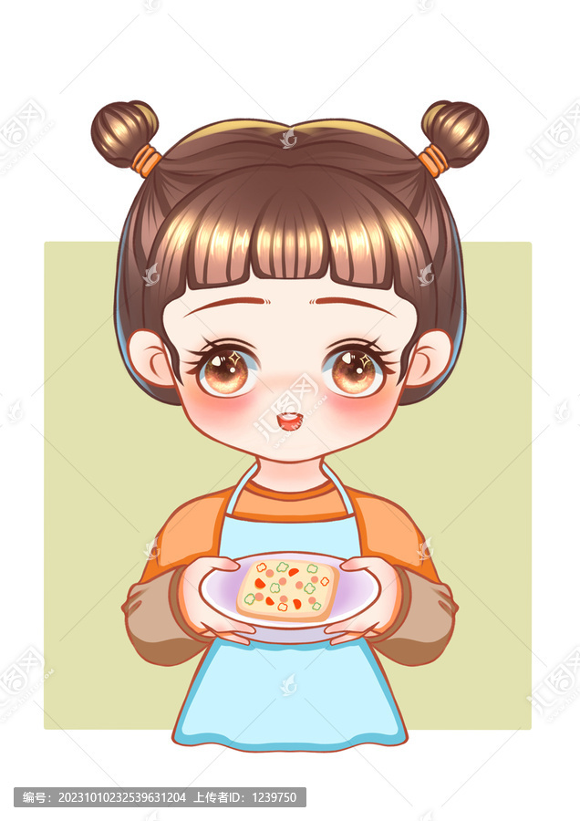披薩店店標logo端披薩女孩