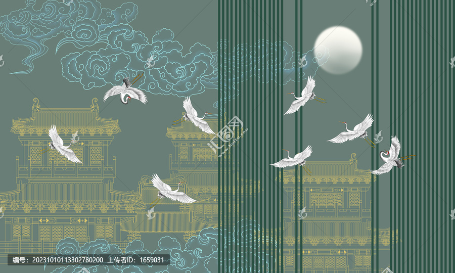 閣樓描線刺繡電視背景墻