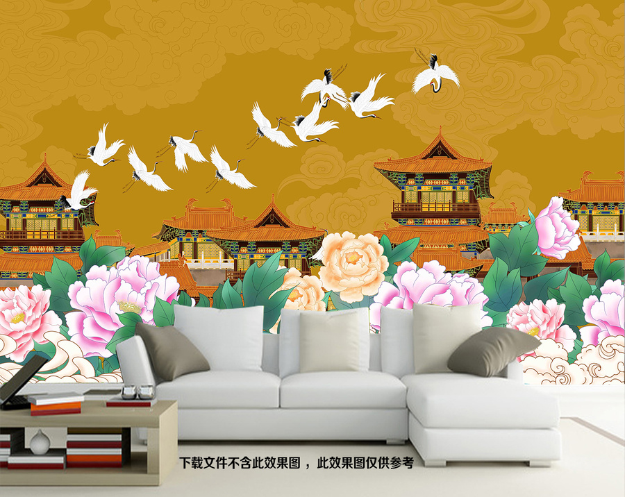 復(fù)古閣樓花鳥(niǎo)祥云
