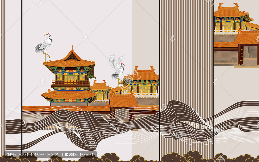 新中式輕奢線條背景墻