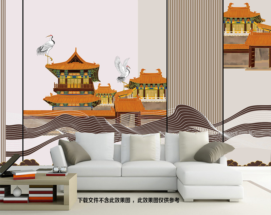 新中式輕奢線條背景墻