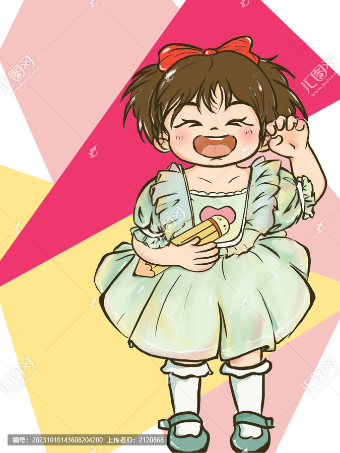 可愛女孩兒童插畫