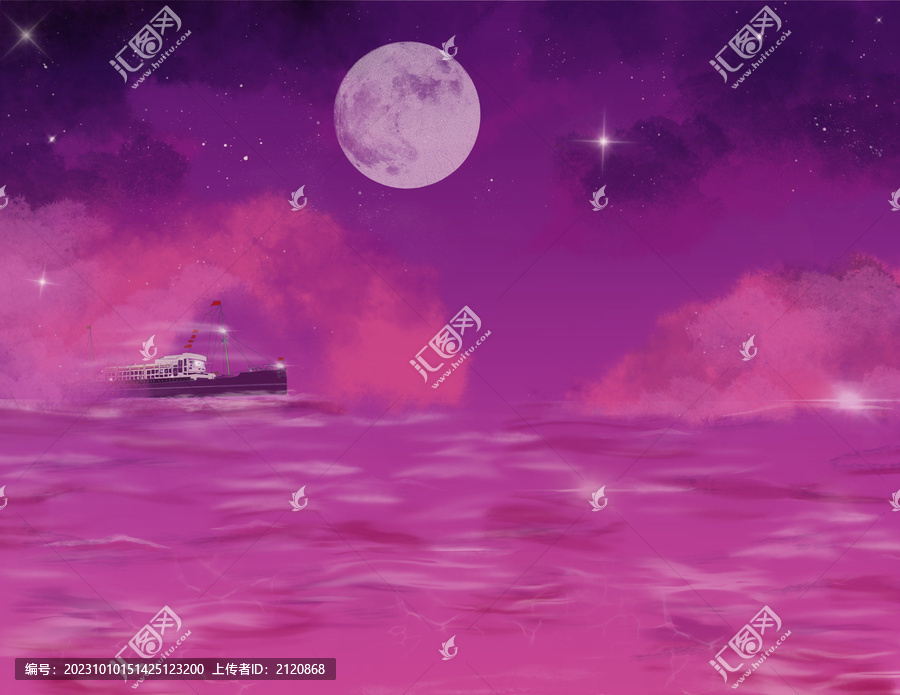 紫色夢(mèng)幻星空背景插畫