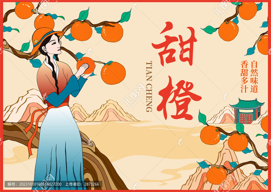 橙子包裝插畫