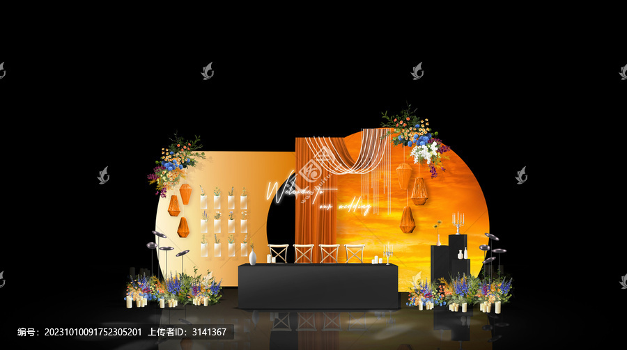落日風(fēng)婚禮簽到區(qū)效果圖