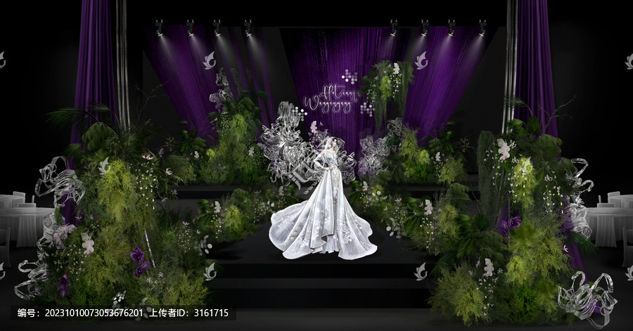 紫色小眾布幔風(fēng)格婚禮舞臺