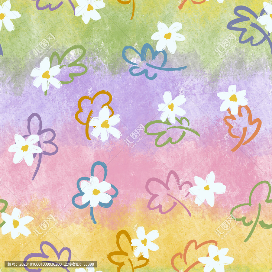 彩色花卉碎花家紡印花圖案