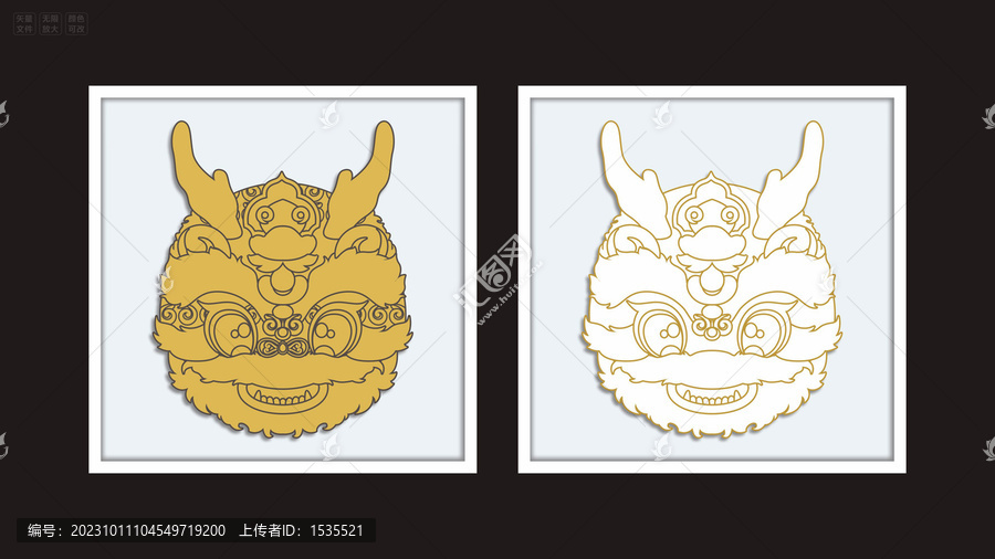 龍年醒獅龍頭白模