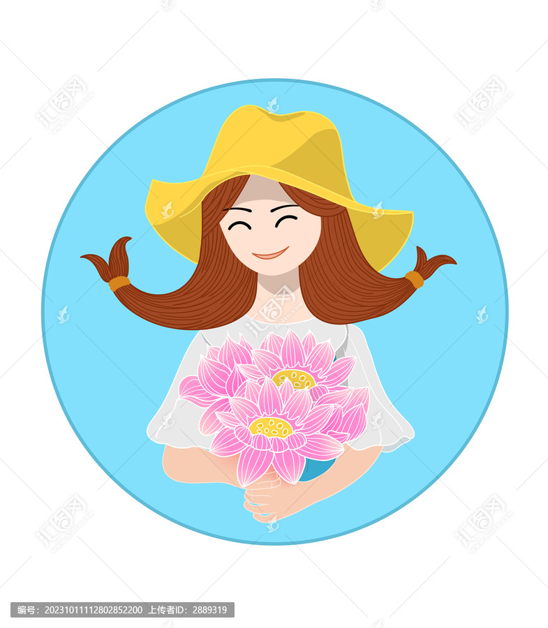 女孩與荷花