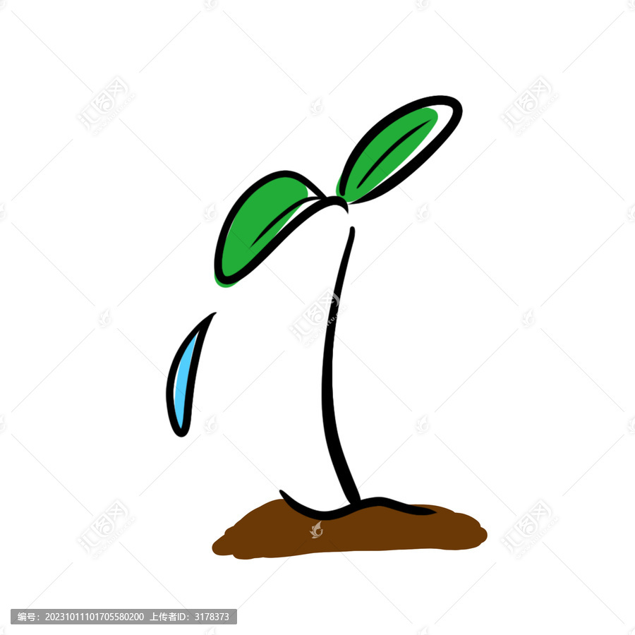 手繪簡筆畫植物發(fā)芽萌芽