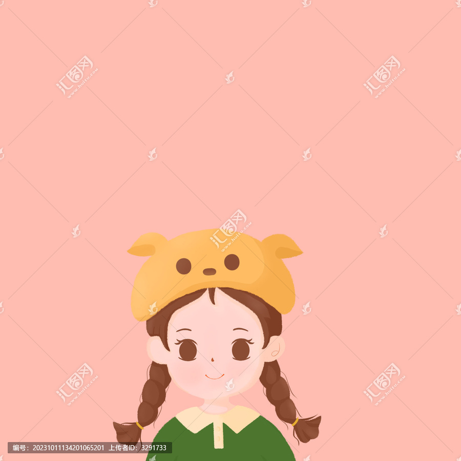 麻花辮可愛卡通頭像