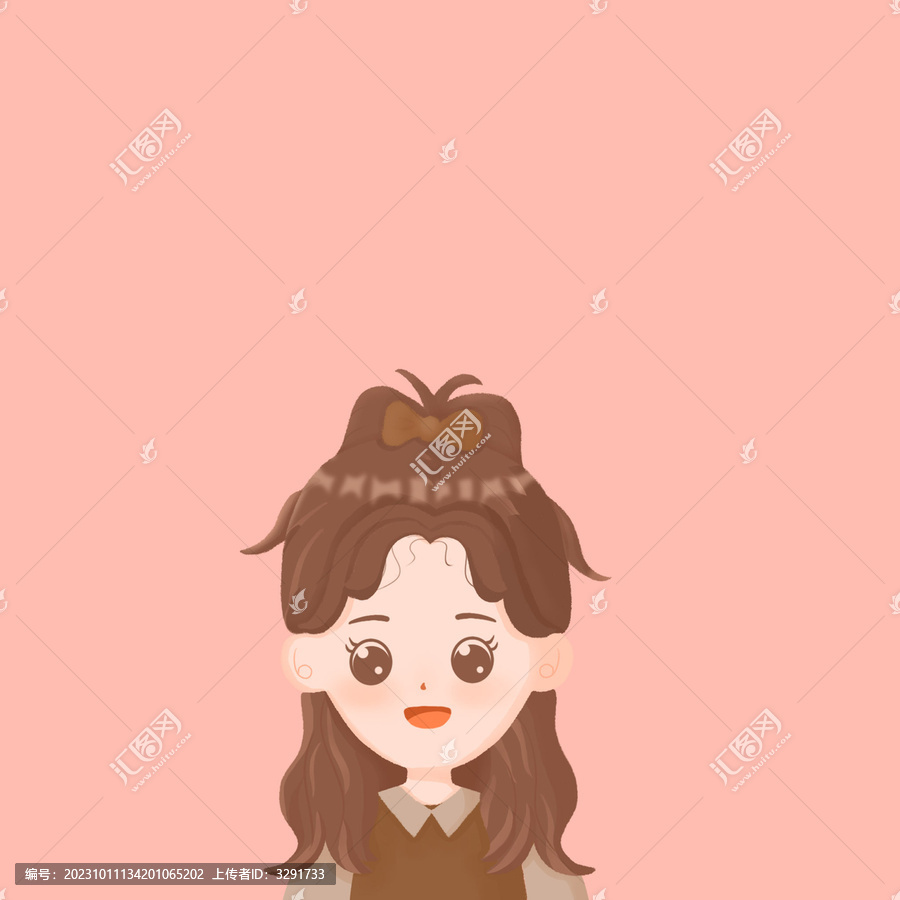高馬尾女孩卡通頭像