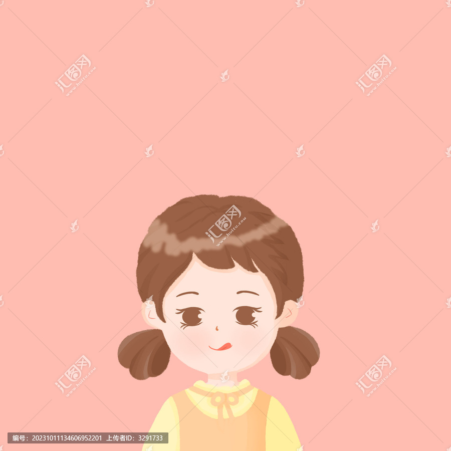 雙丸子頭可愛女孩卡通頭像