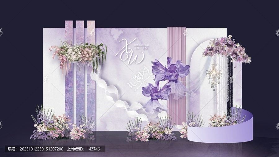 紫色油畫婚禮迎賓