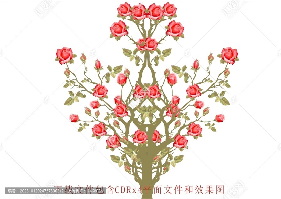 矢量玫瑰牡丹樹木森林綠色