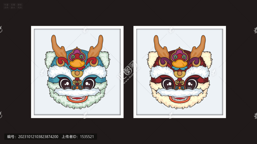 矢量醒獅龍頭瑞獸