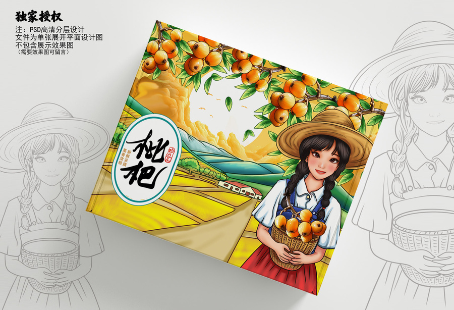 枇杷包裝插畫