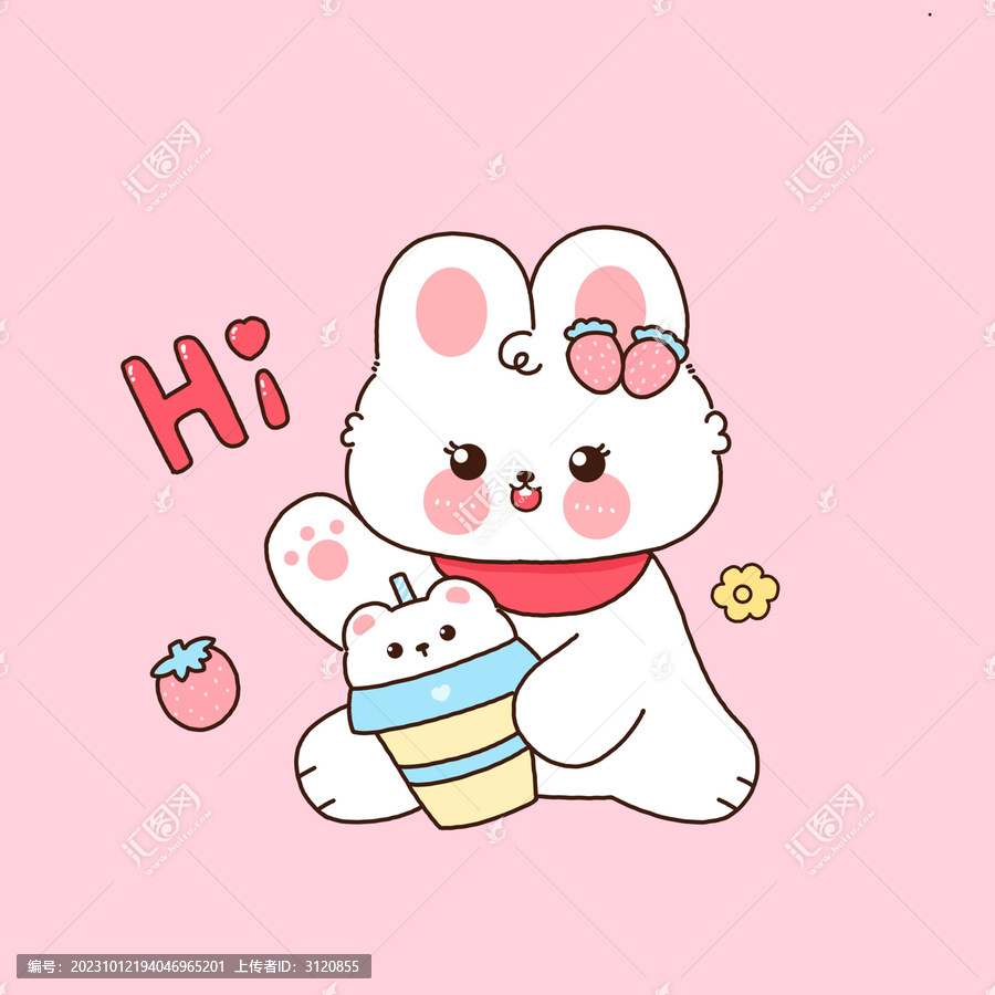 可愛(ài)卡通簡(jiǎn)筆畫(huà)小白兔
