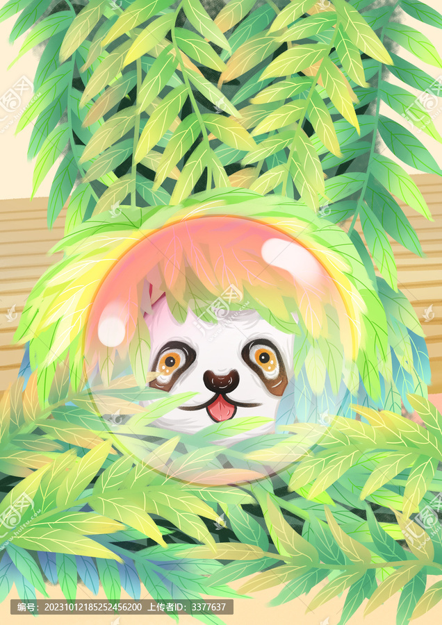 熊貓治愈插畫
