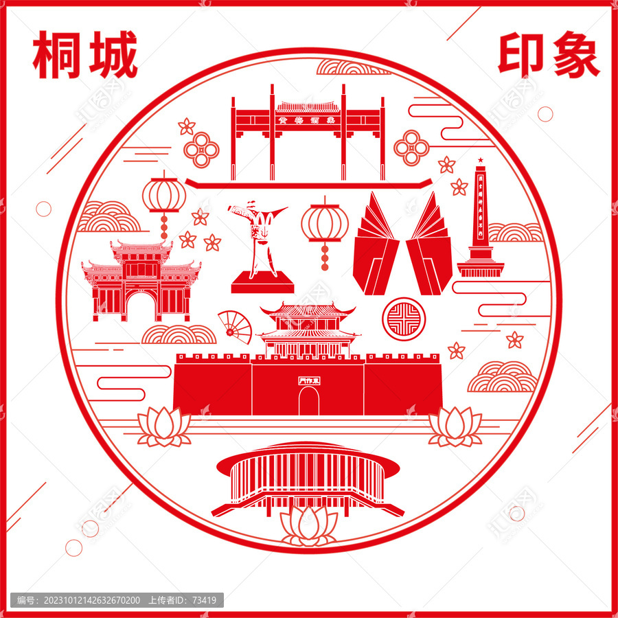 桐城市窗花剪紙年畫地標(biāo)圖案