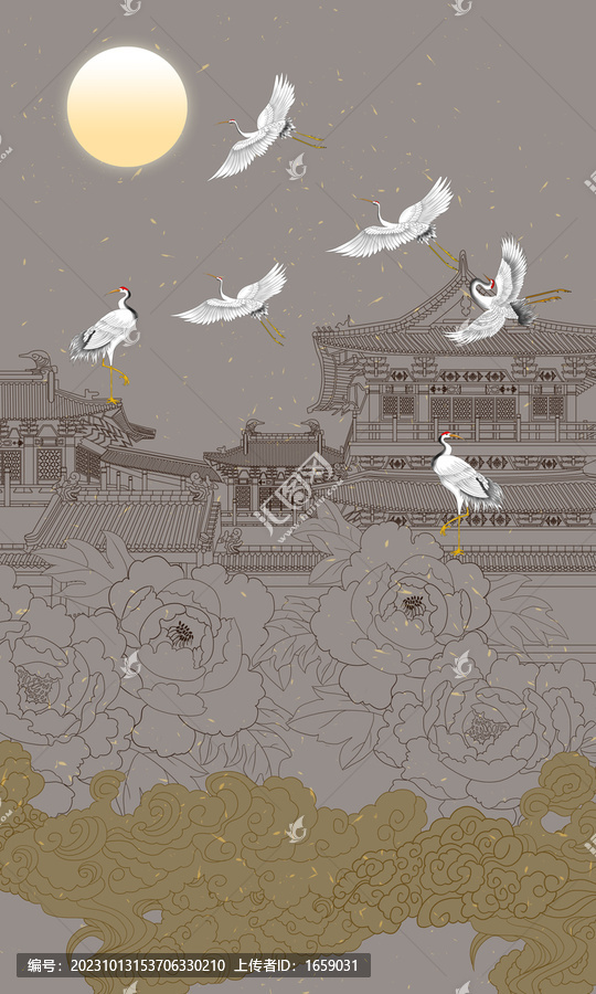 新中式祥云裝飾畫