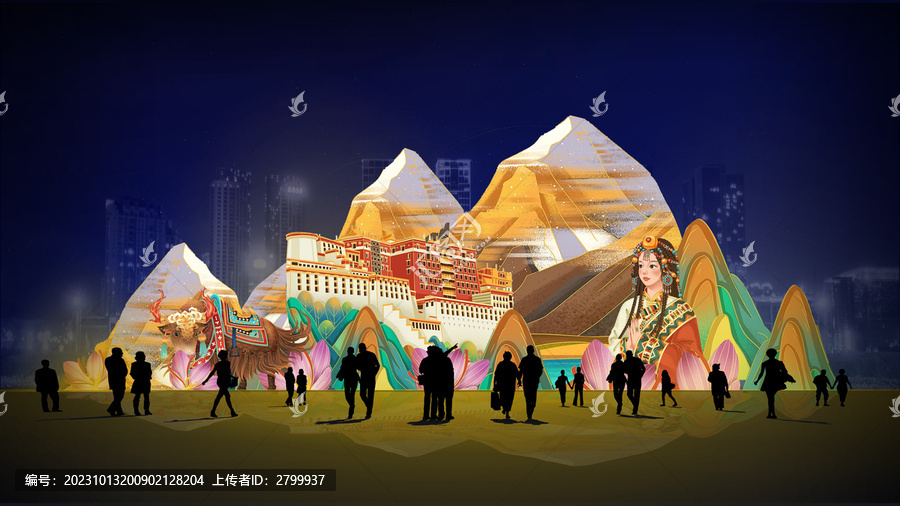 藏族燈組日照金山