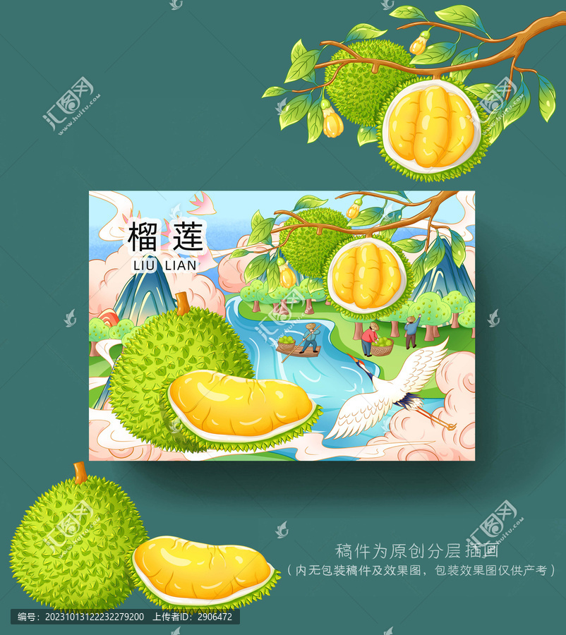 榴蓮包裝插畫(huà)