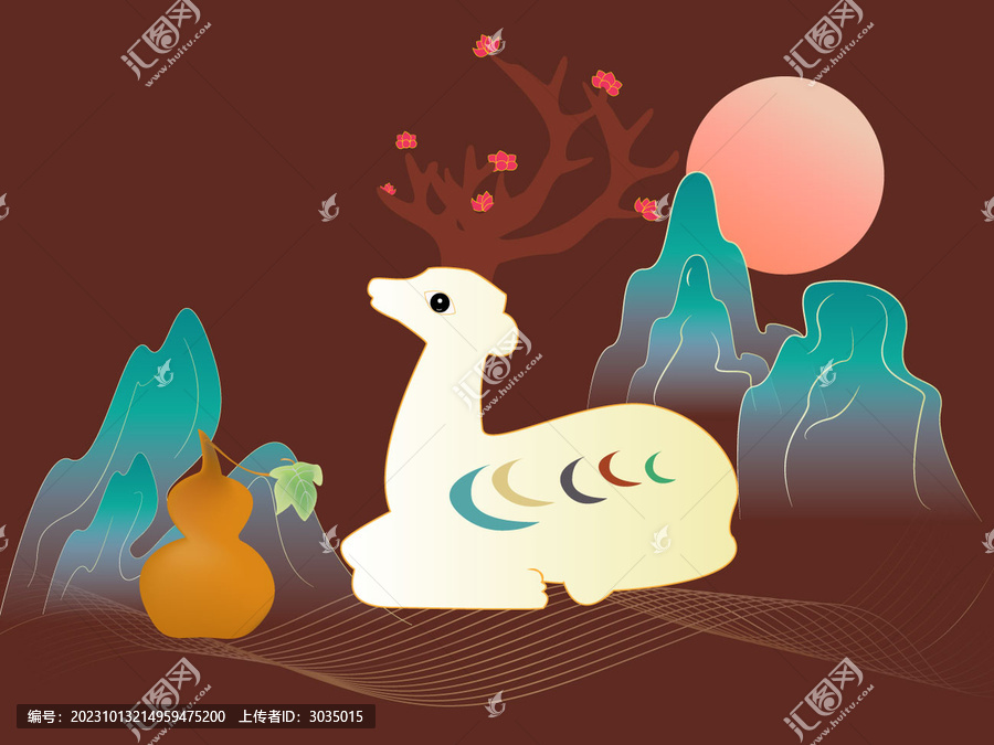 矢量九色仙鹿