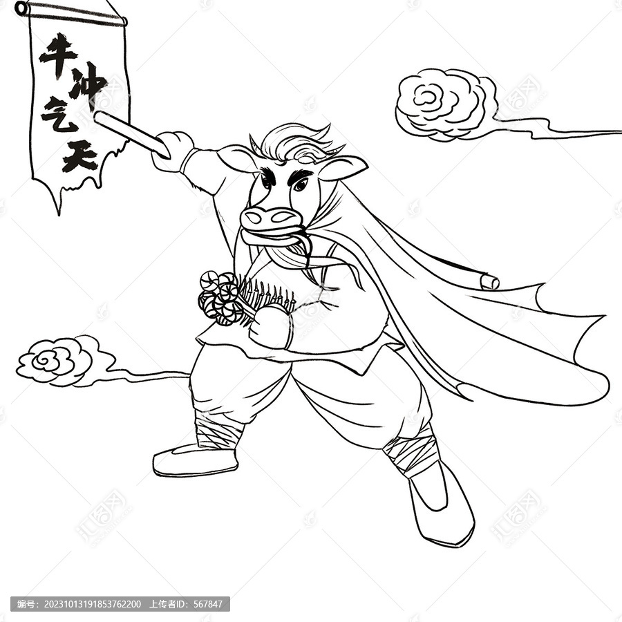 牛線描畫(huà)