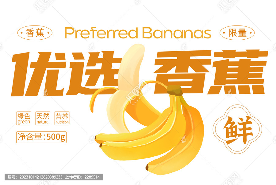 香蕉包裝手繪插畫