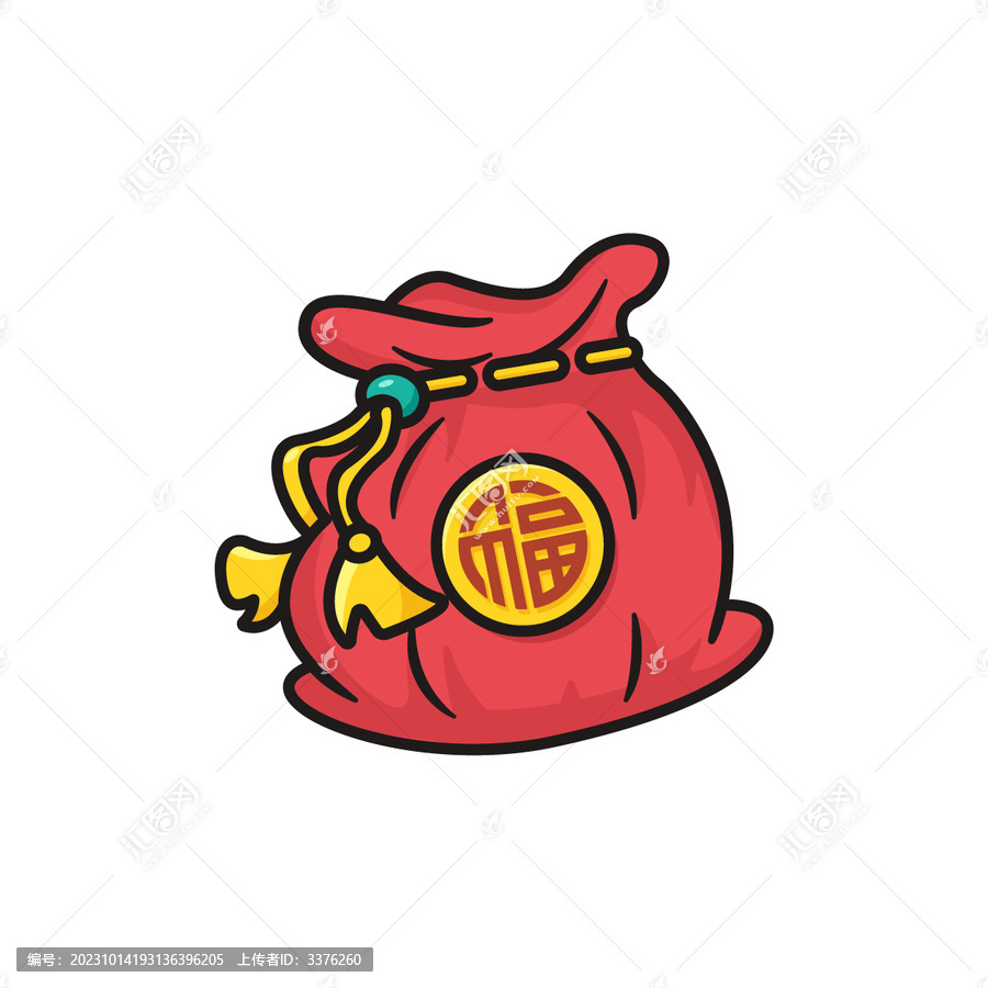 紅色喜慶錢袋子卡通圖案插畫