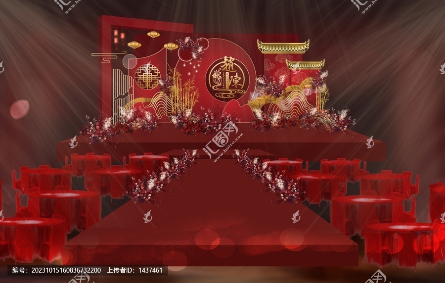 紅色中式婚禮舞臺