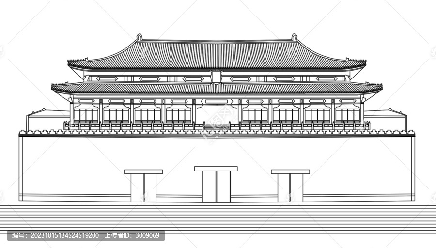 北京故宮午門線稿