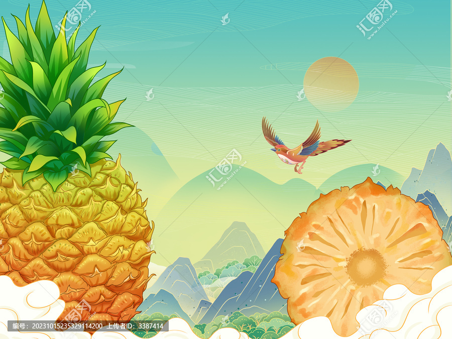 國(guó)風(fēng)菠蘿鳳梨插畫