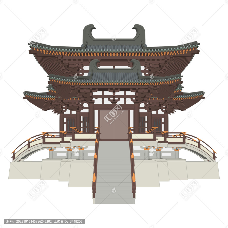 唐代歇山角樓立面插畫(huà)