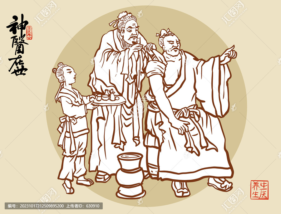 手繪古代神醫(yī)插畫