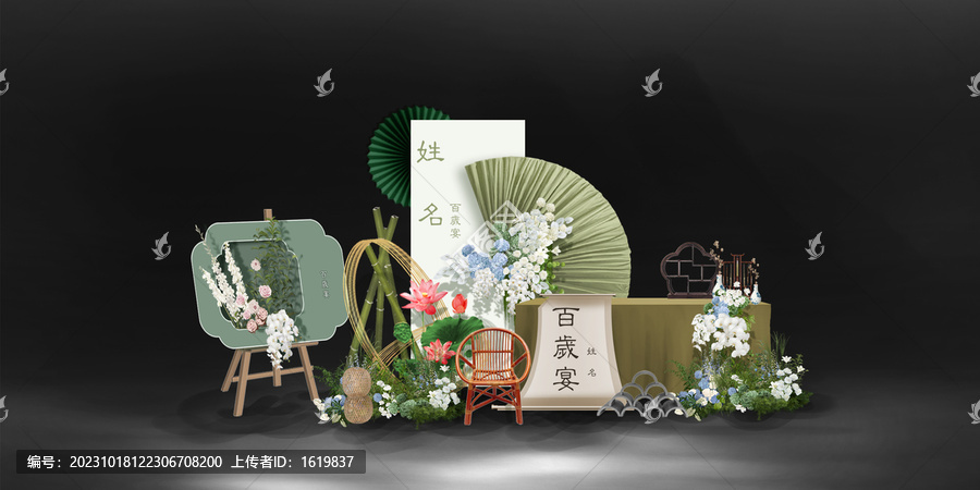 中式寶寶宴效果圖